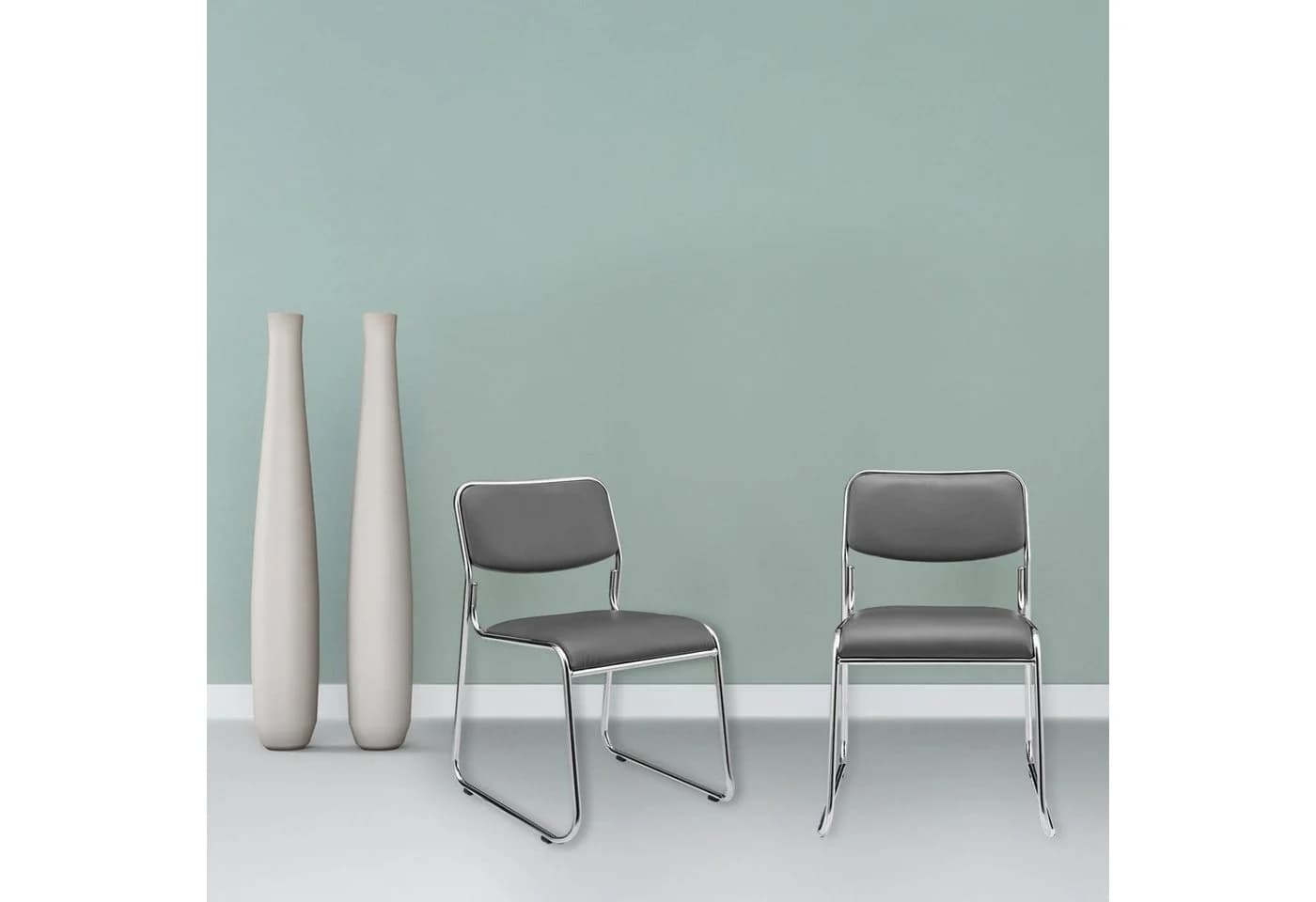 pro.tec Stapelstuhl Office 4er Set Grau Kunstleder - Bild 5
