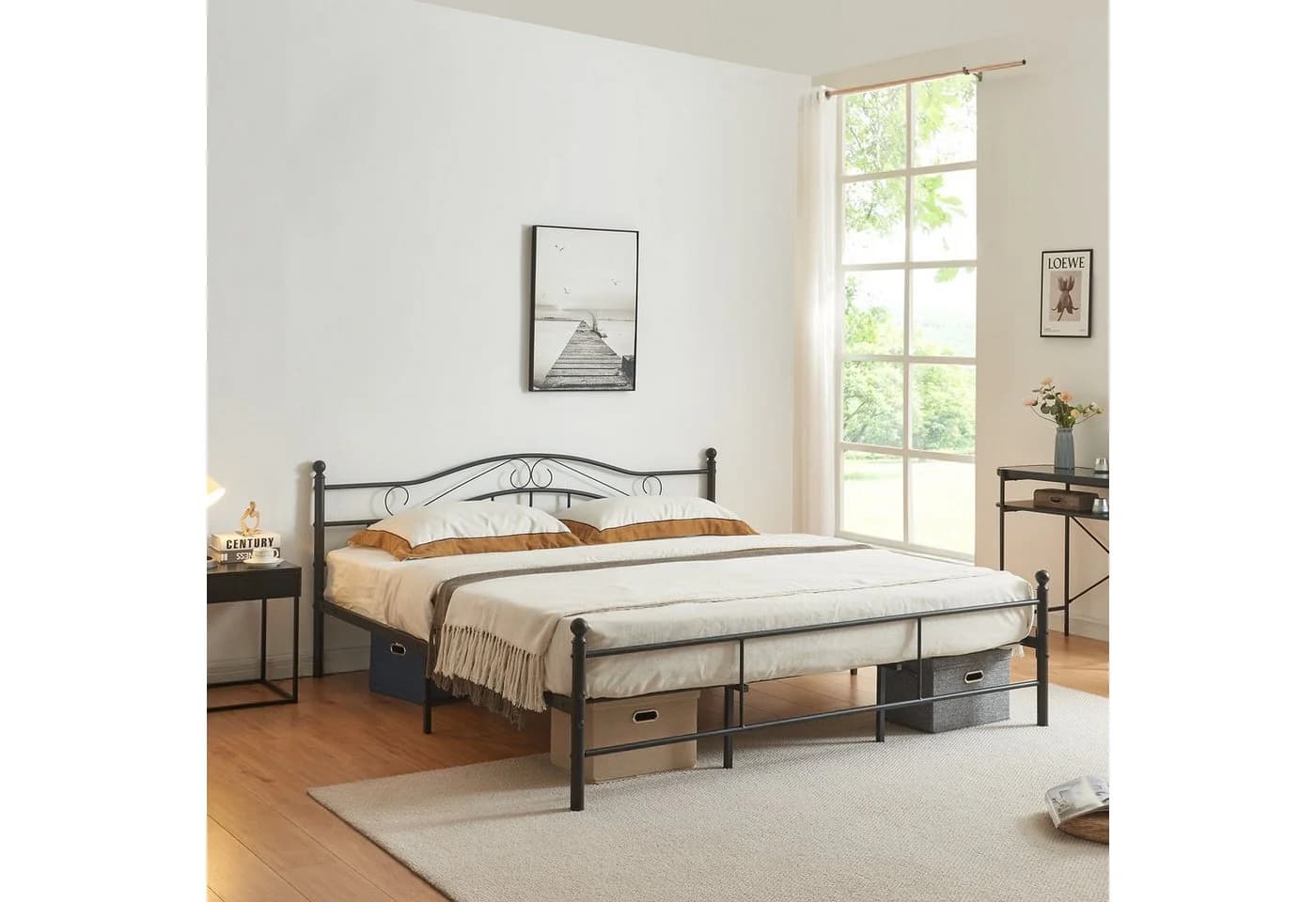 en.casa Metallbett Florenz 180x200cm Schwarz mit Lattenrost - Bild 2