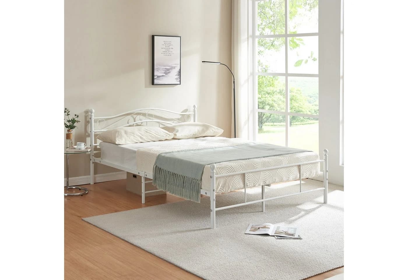 en.casa Metallbett »Florenz« Weiß mit Lattenrost - Bild 2