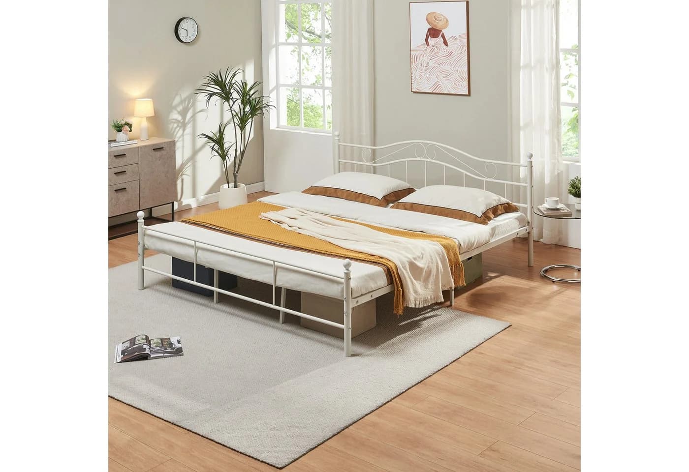 en.casa Metallbett »Florenz« 180x200cm Weiß