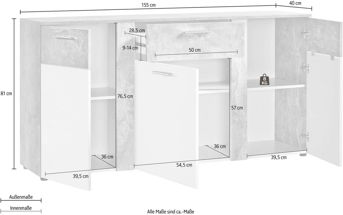 PROCONTOUR Kommode Trenti Weiß Eichefarben Modern - Bild 3