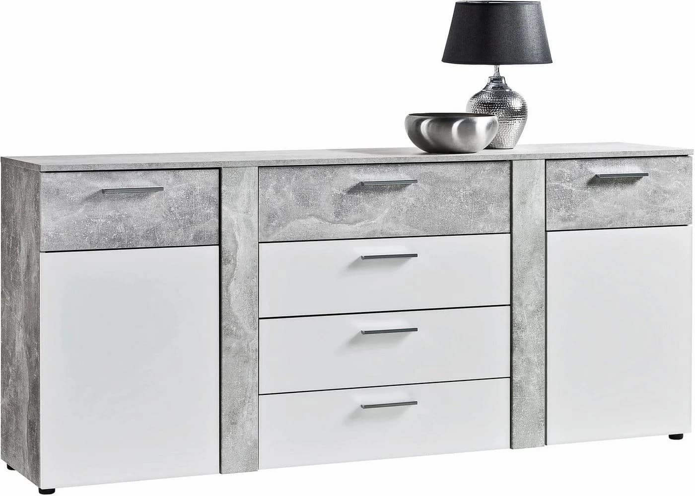 PROCONTOUR Kommode Trenti Grau Weiß 4 Schubkästen