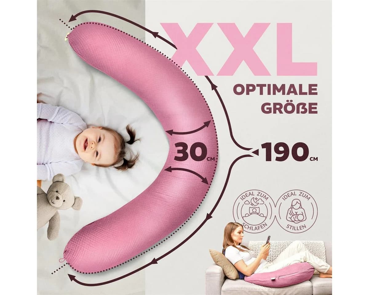 SEI Design Stillkissen XXL 190x30 cm Bio-Baumwoll-Musselin - Bild 3