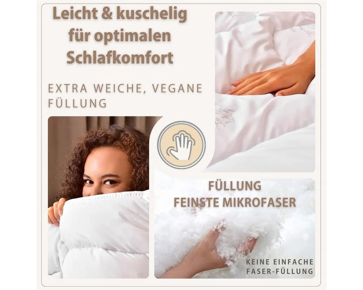 SEI Design Microfaserbettdecke 2x Bettdecken Winterdecken 135x200cm + 2x Kopfkissen 80x80cm, Füllung: daunenähnliches Gefühl, Bett-Set4-Tlg. 2x Bettdecken 135x200 + 2x Kissen 80x80 - Bild 4