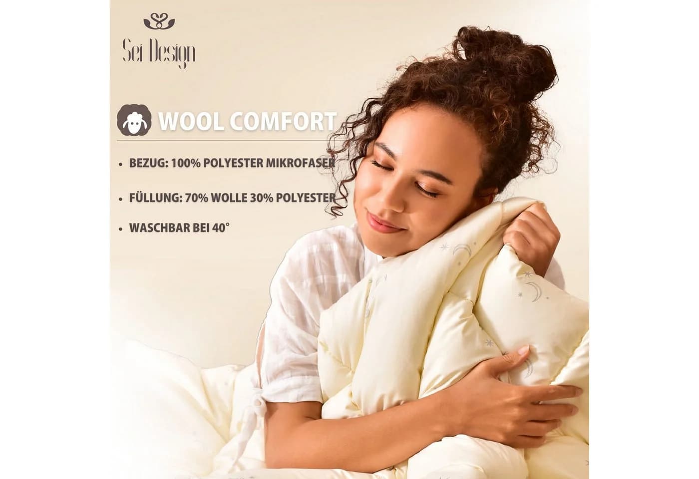 SEI Design Naturfaserbettdecke Wool Comfort 135x200 cm