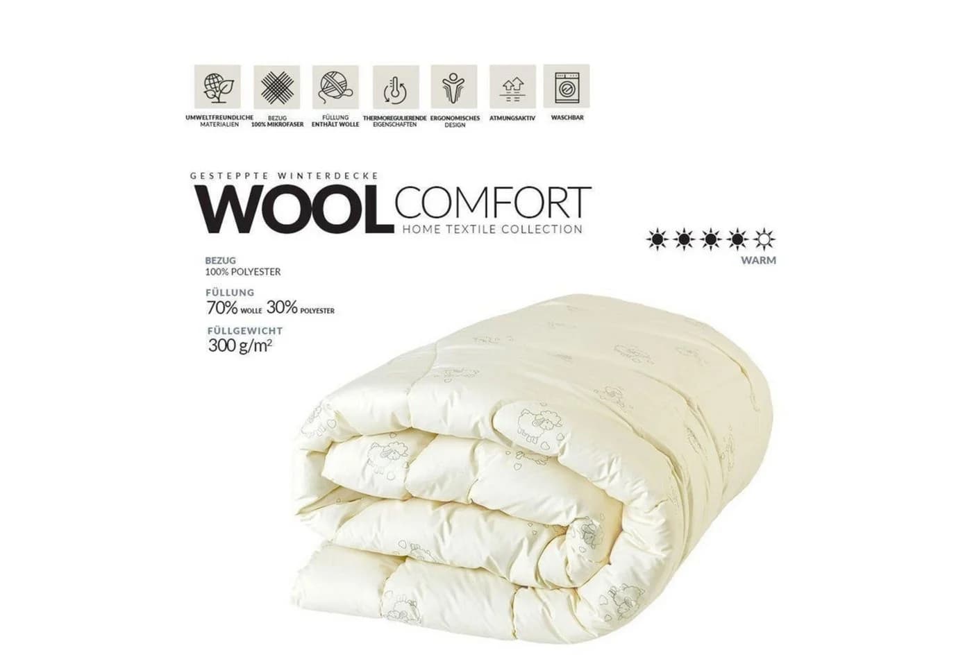SEI Design Naturfaserbettdecke Wool Winter 155x220 - Bild 5