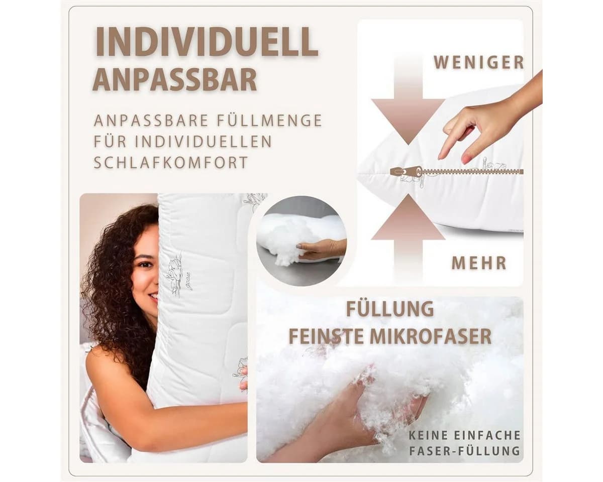 SEI Design Kopfkissen Mikrofaser Weiß Vegan Allergikerfreundlich - Bild 4