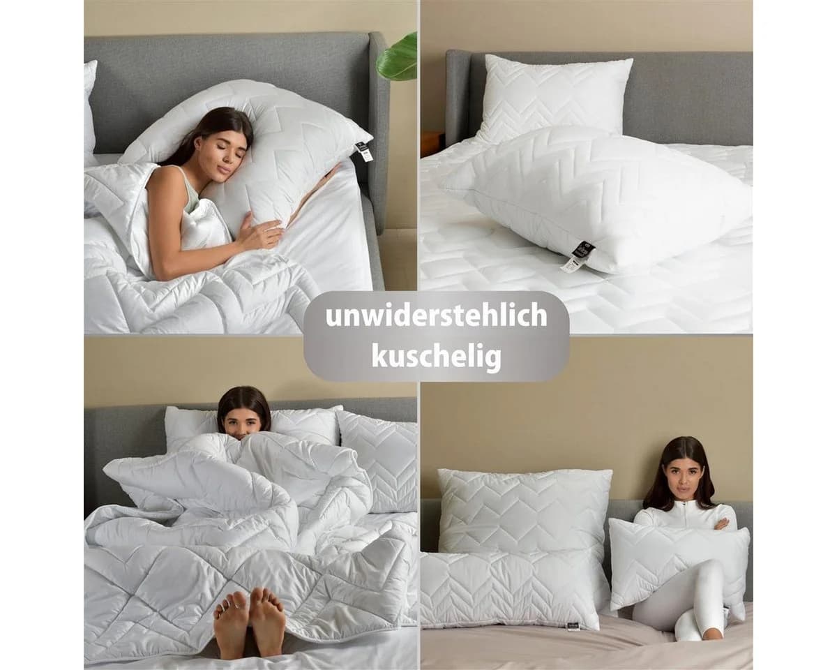 SEI Design Bettdecke + Kopfkissen Set Sommerdecke 135x200 cm