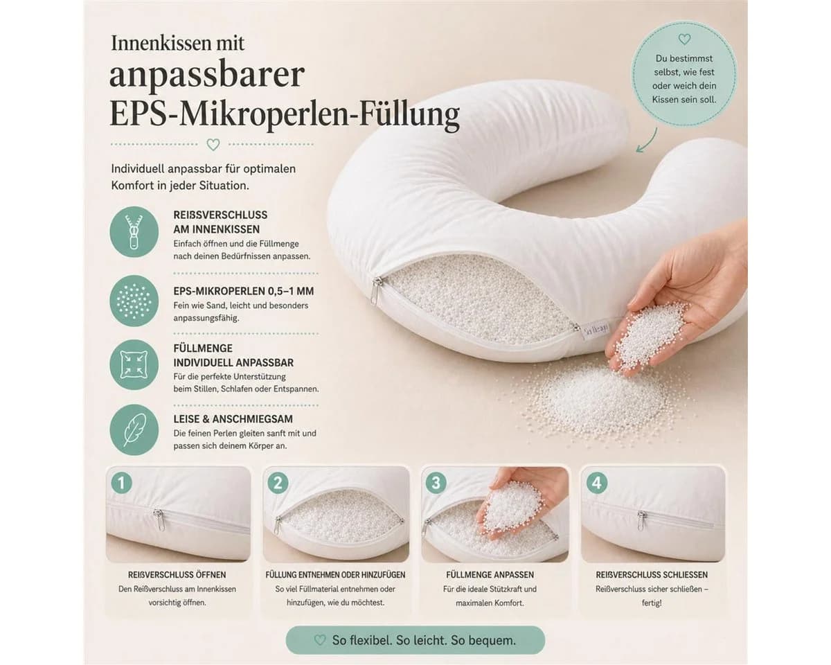 SEI Design Stillkissen XXL Ergonomisch mit Mikroperlen - Bild 5