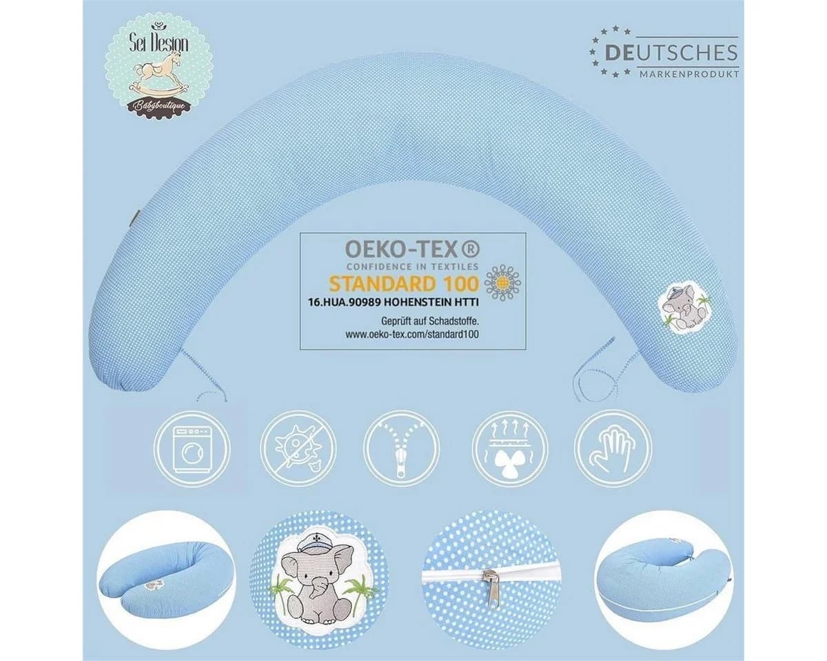 SEI Design Stillkissen Seitenschläferkissen Babynestchen mit EPS Mikroperlen, Schwangerschaftskissen mit Bezug, Bezug 100% Baumwolle - Bild 4