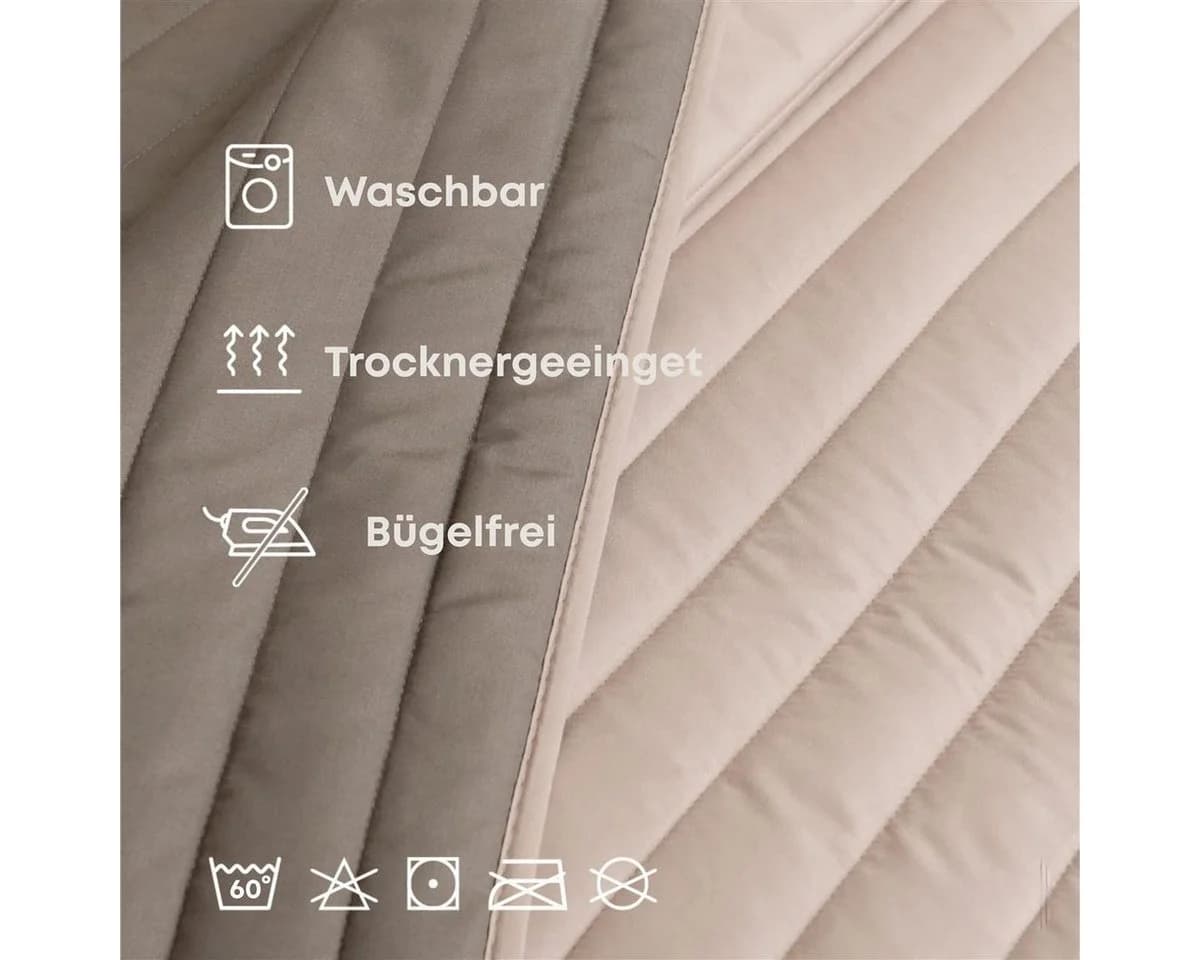 SEI Design Bettüberwurf Royal taupe-beige bestickt Wendefunktion - Bild 4