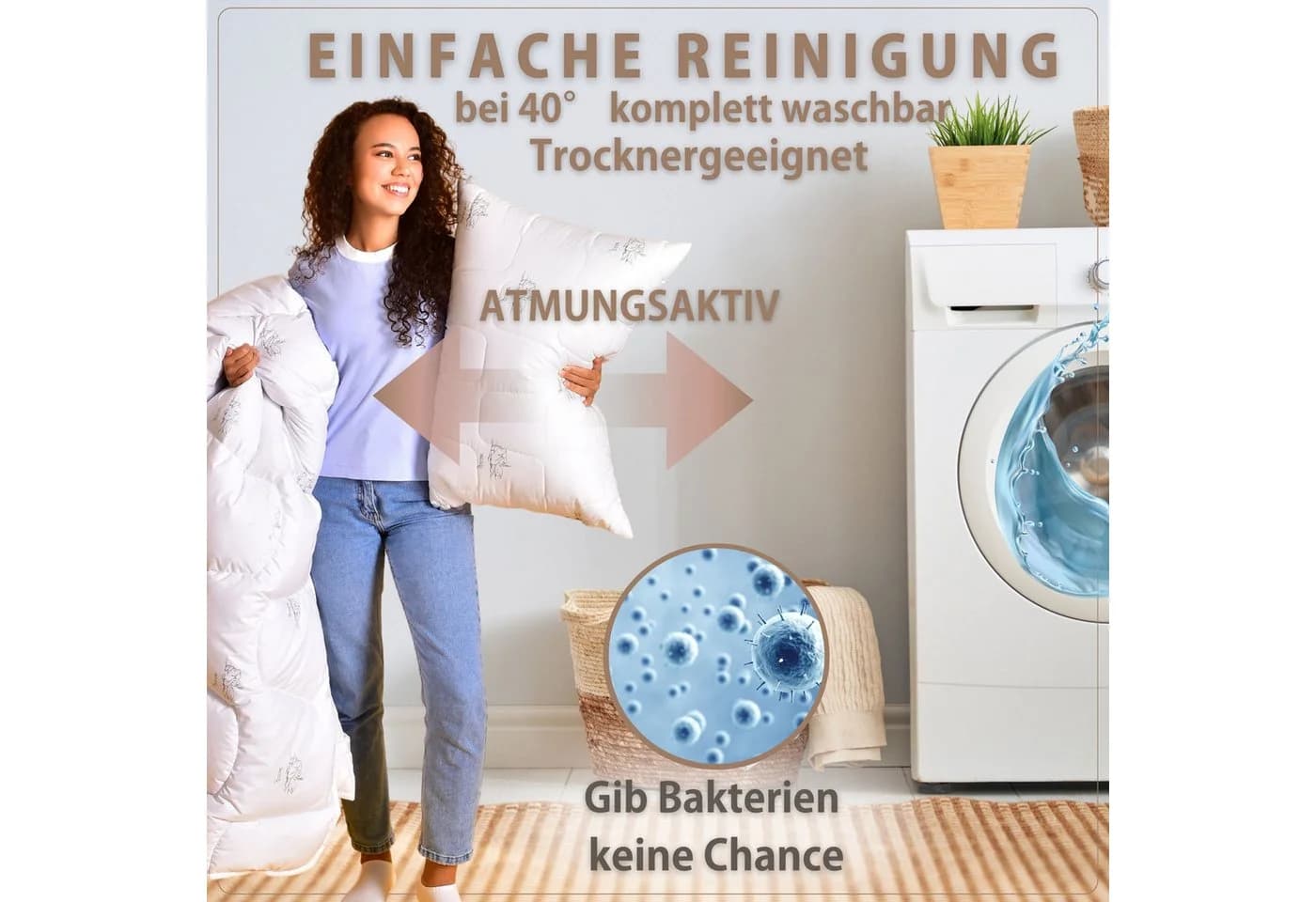 SEI Design Kopfkissen SWAN 80x80, 100% Mikrofaser Polyester, Mikrofaser Bezug, 2-er Set - Bild 3