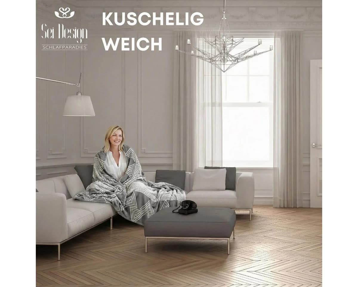 SEI Design Plaid Kuscheldecke Grau Nordic Elegance 150x200 cm - Bild 5
