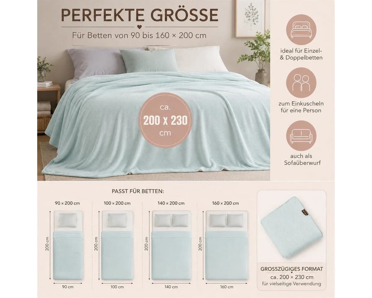 SEI Design Bettüberwurf Adina Grün Streifen - Bild 4