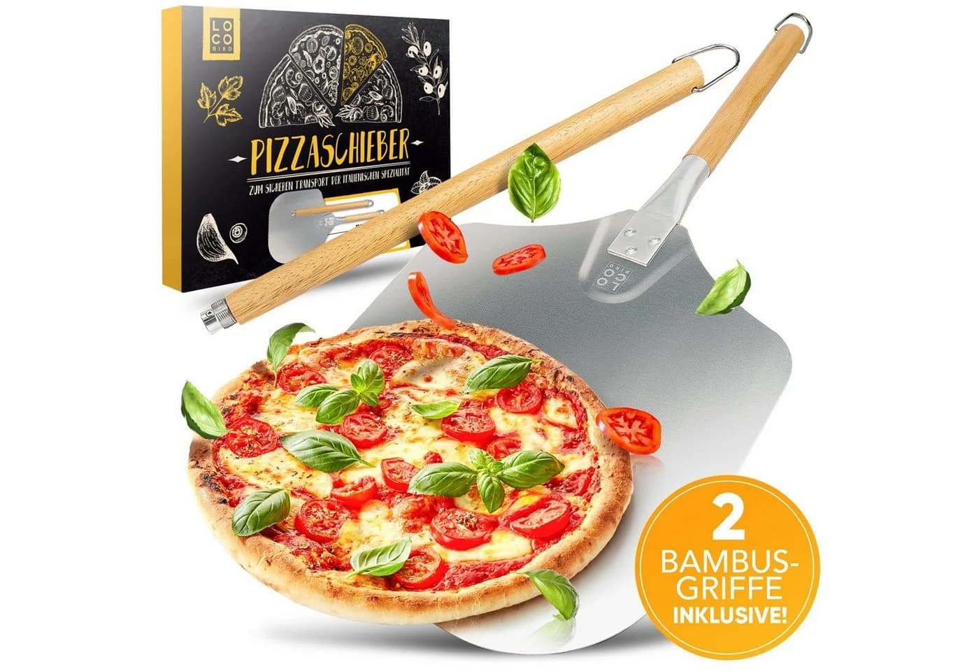 Loco Bird Pizzaschieber Set Aluminium mit Holzgriffen - Bild 2