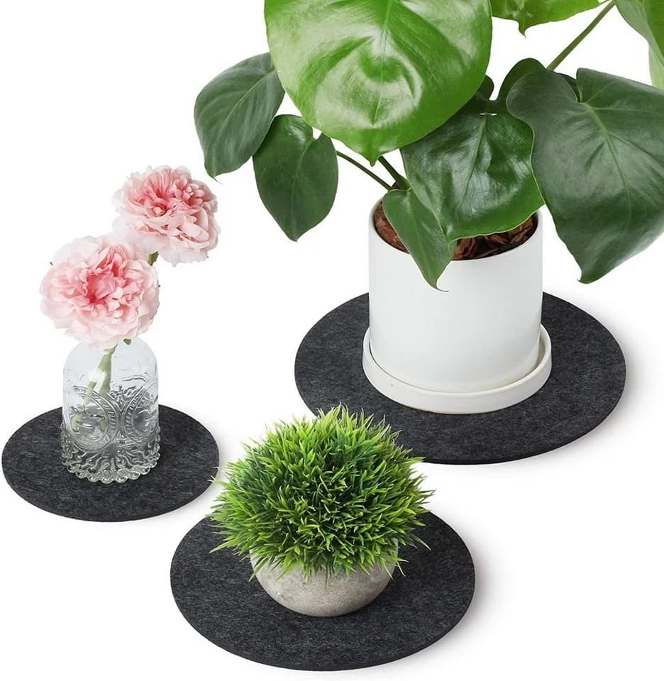 Loco Bird Blumentopfuntersetzer rund für Vasen 6er Set - 15cm / 20 cm / 25cm, Filzuntersetzer in Dunkelgrau - Bild 2