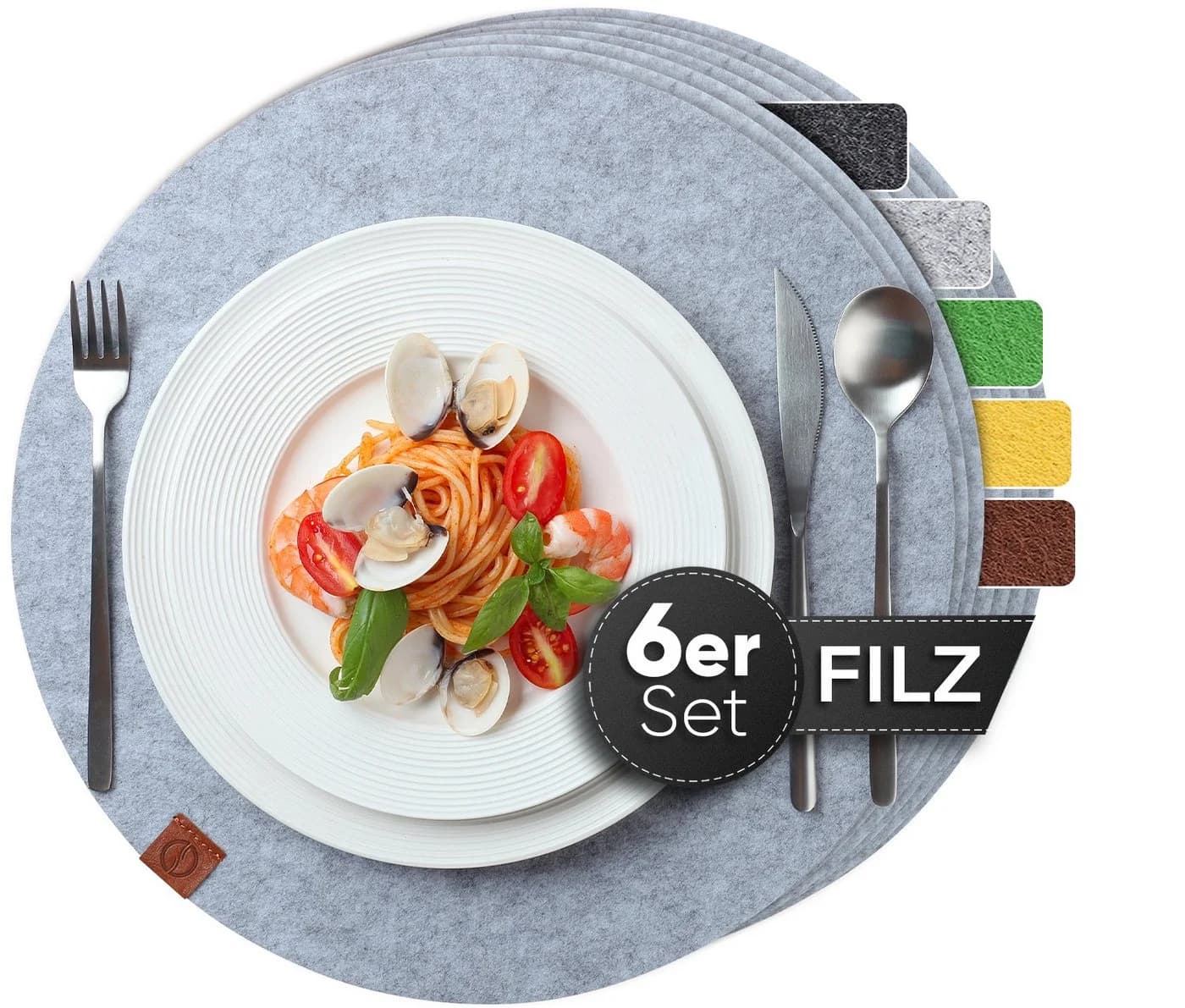 Loco Bird Filz Tischset 6er Set Hellgrau Rechteckig - Bild 2