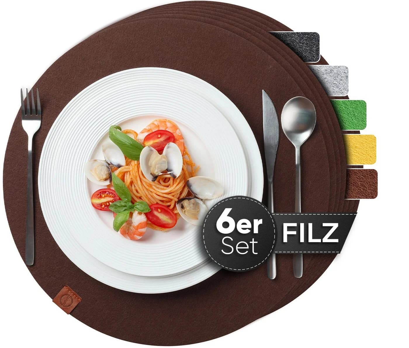 Loco Bird Filz-Tischset 6er Set Braun Rechteckig - Bild 2