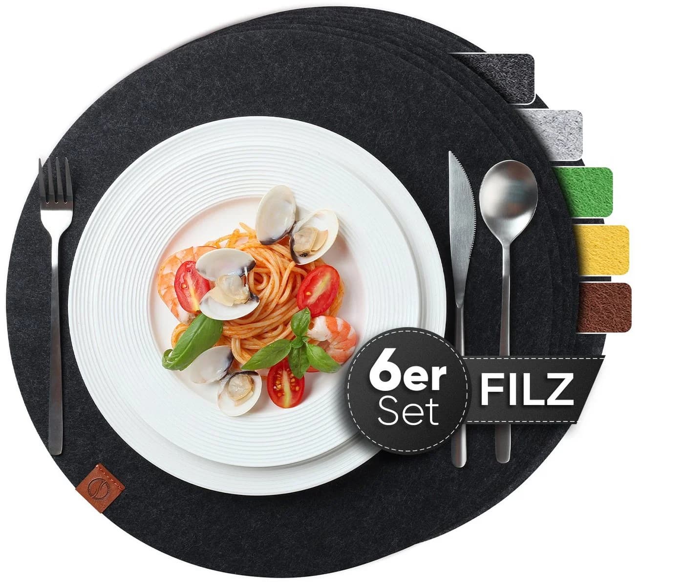 Loco Bird Platzset 6er Set Filz Anthrazit Rechteckig 38 cm - Bild 2