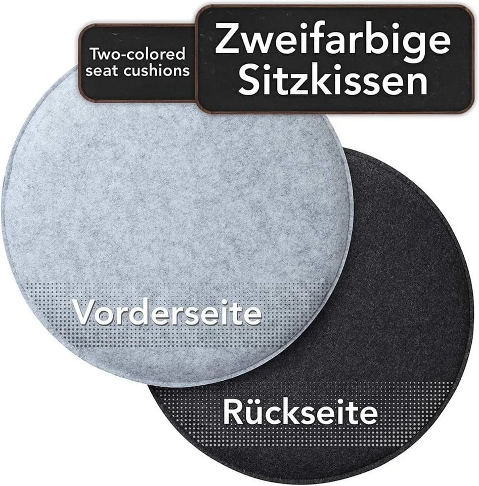 Loco Bird Stuhlkissen 4er Set rund Filz Grau Anthrazit