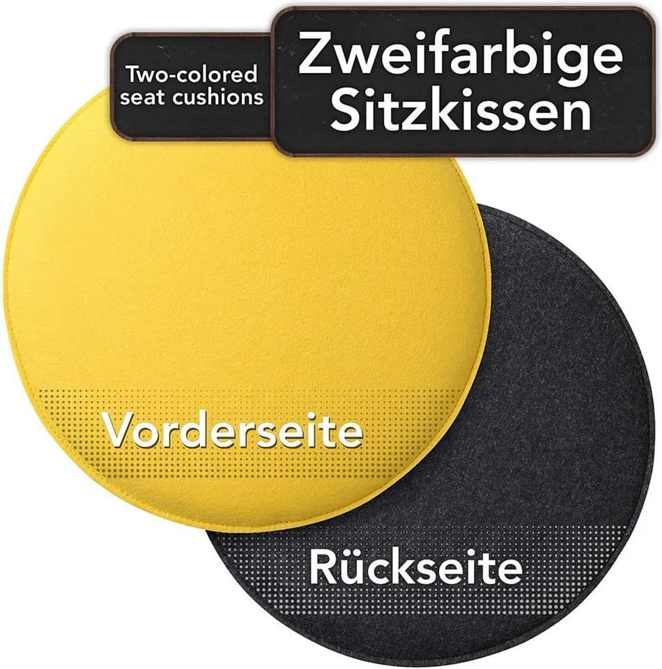 Loco Bird Stuhlkissen 4er Set Rund Anthrazit Schwarz Filz