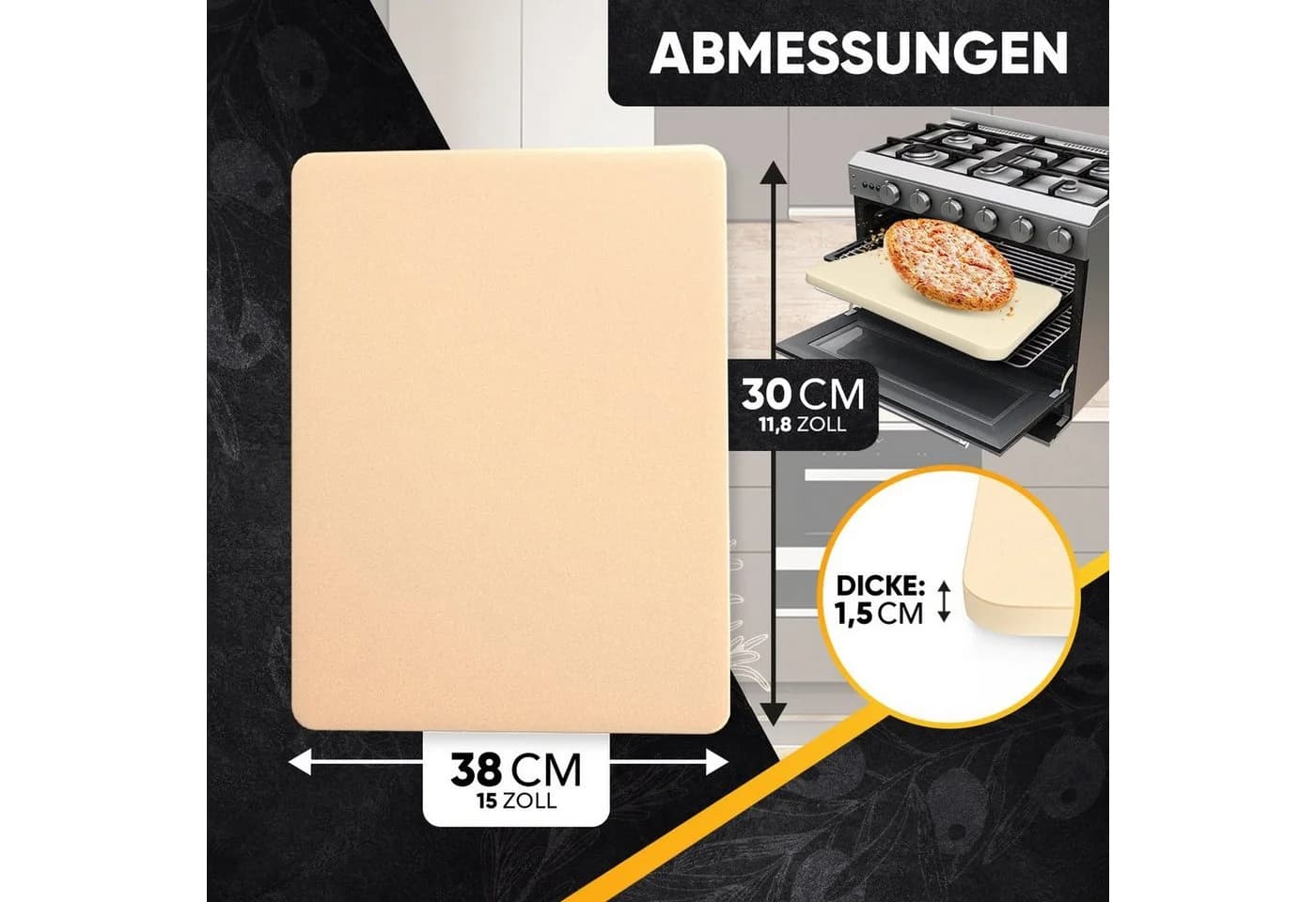 Loco Bird Pizzastein Cordierit Rechteckig Backofen Grill