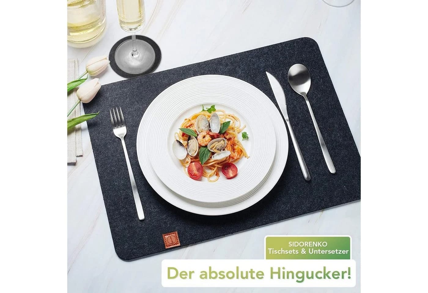Loco Bird Platzset 12er Set Anthrazit Filz Rechteckig - Bild 3