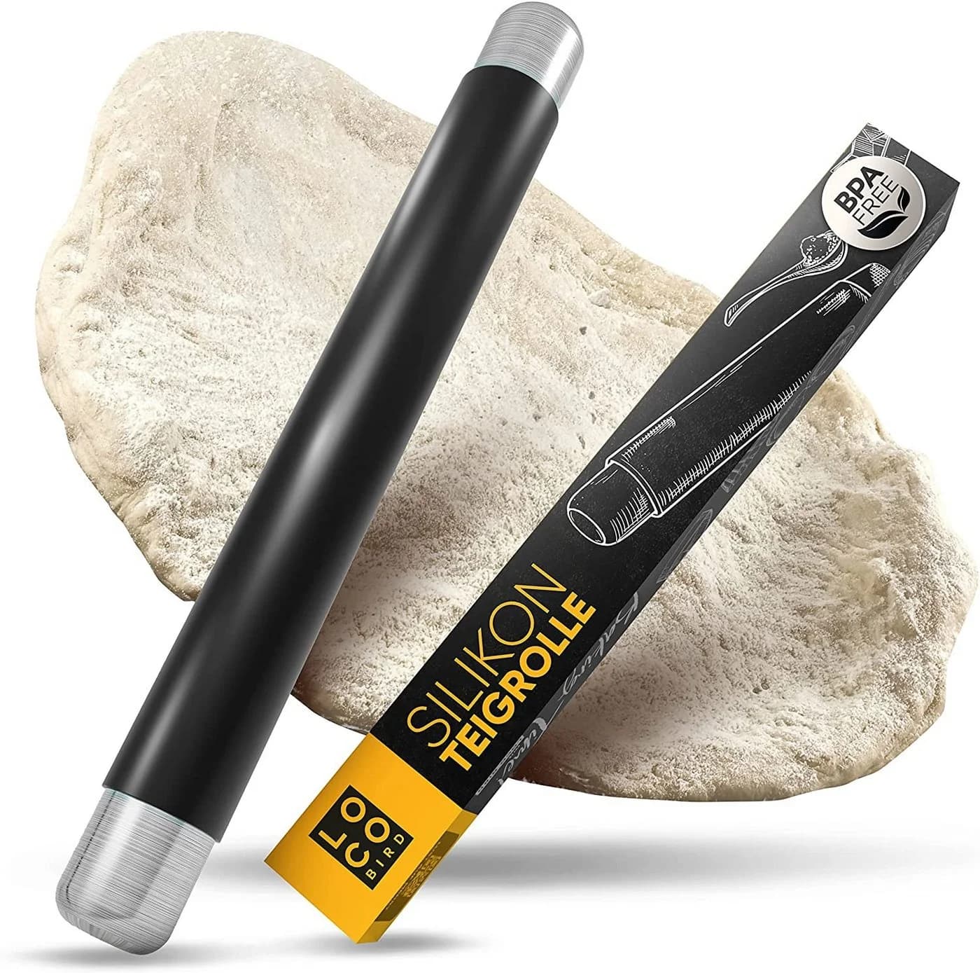 Loco Bird Teigroller Silikon mit Antihaftbeschichtung & Edelstahlklinge - Bild 2