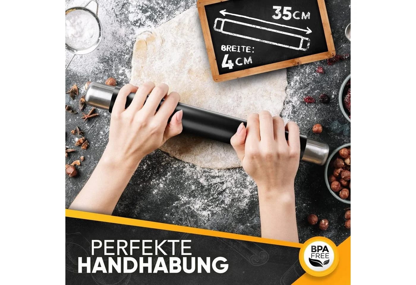 Loco Bird Teigroller Silikon mit Antihaftbeschichtung & Edelstahlklinge - Bild 3