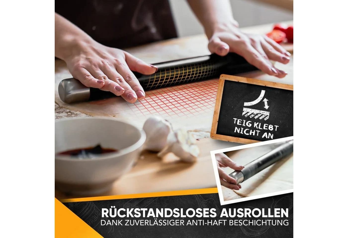Loco Bird Teigroller Silikon mit Antihaftbeschichtung & Edelstahlklinge - Bild 4
