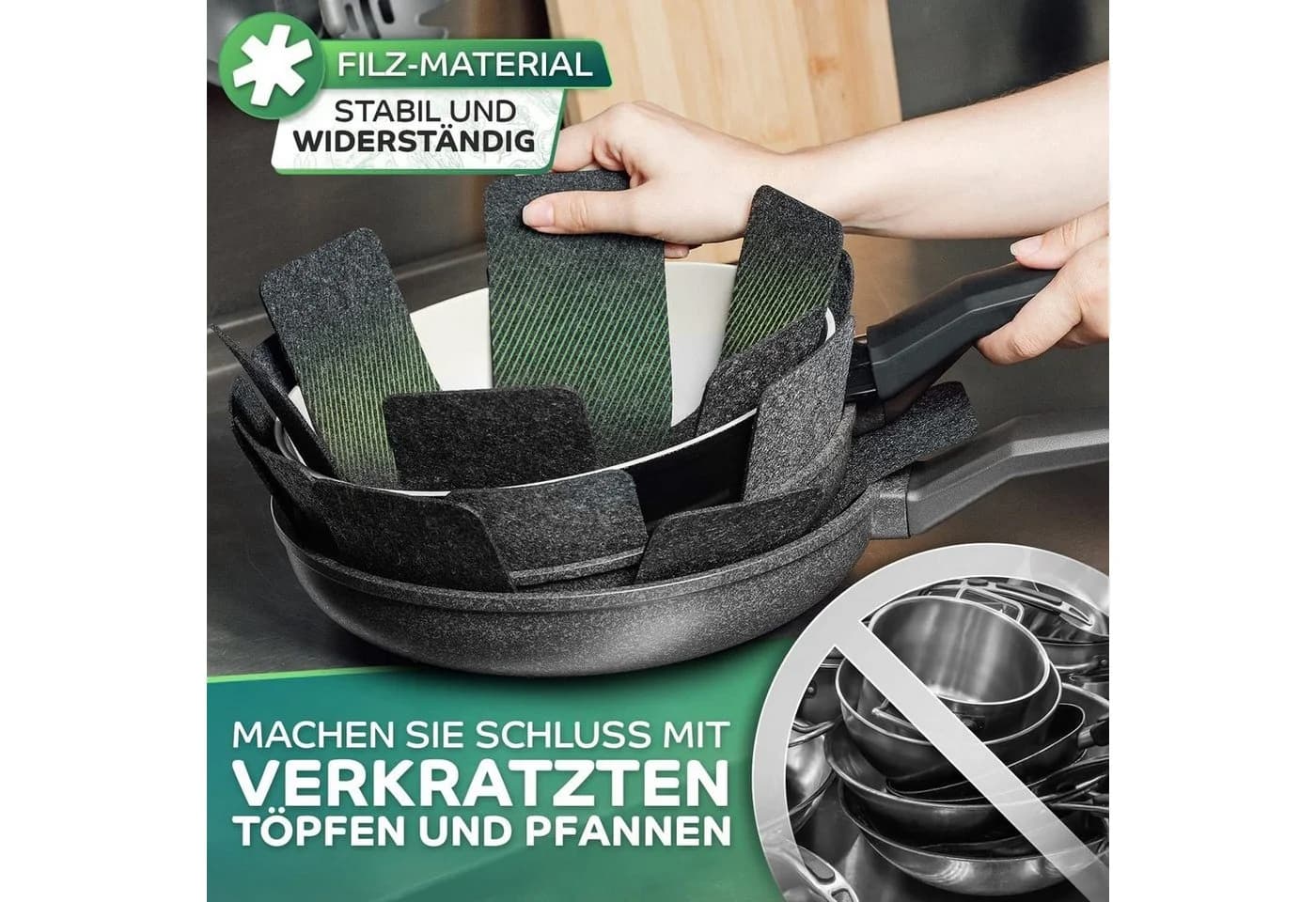 Loco Bird Pfannenschoner 12-tlg. Filz 38 cm Grau
