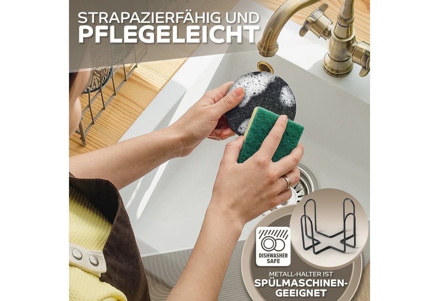 Loco Bird Getränkeuntersetzer 12er Set mit Halterung rund aus Filz dunkelgrau - Bild 5