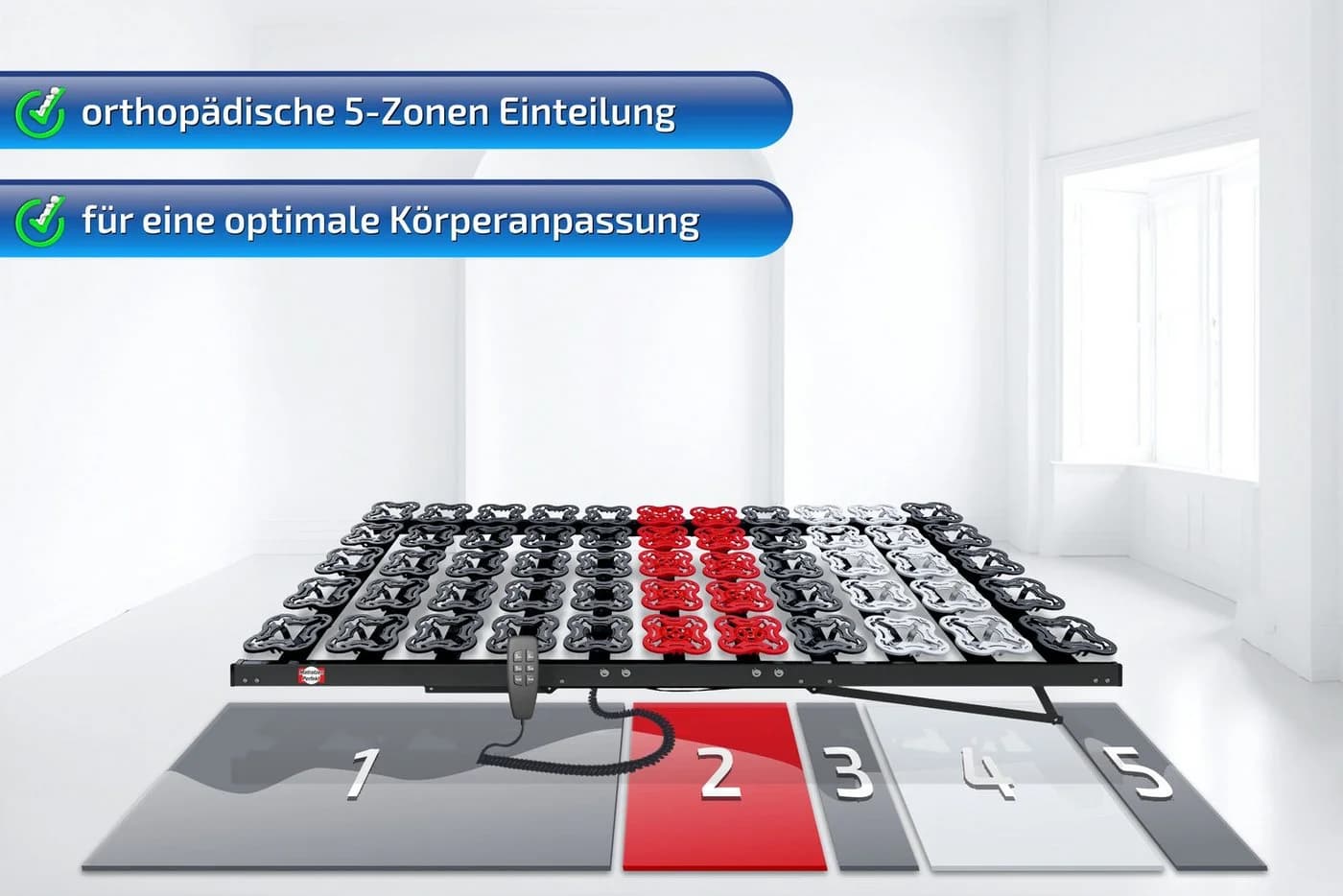 Teller Lattenrost mit Motor, elektrisch, Matratzen Perfekt, Kopfteil Elektrisch, Fußteil Elektrisch, Netzfreischaltung & Notabsenkung, Made in Germany - Bild 3