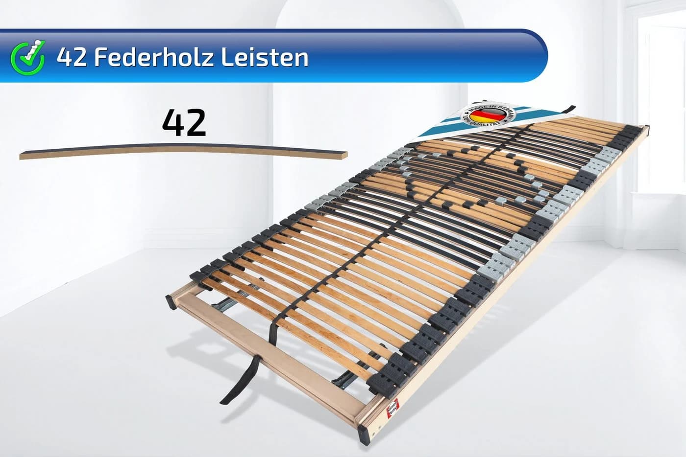 Matratzen Perfekt Lattenrost 42 Leisten Buche 7 Zonen Trio-Kautschukkappen - Bild 4