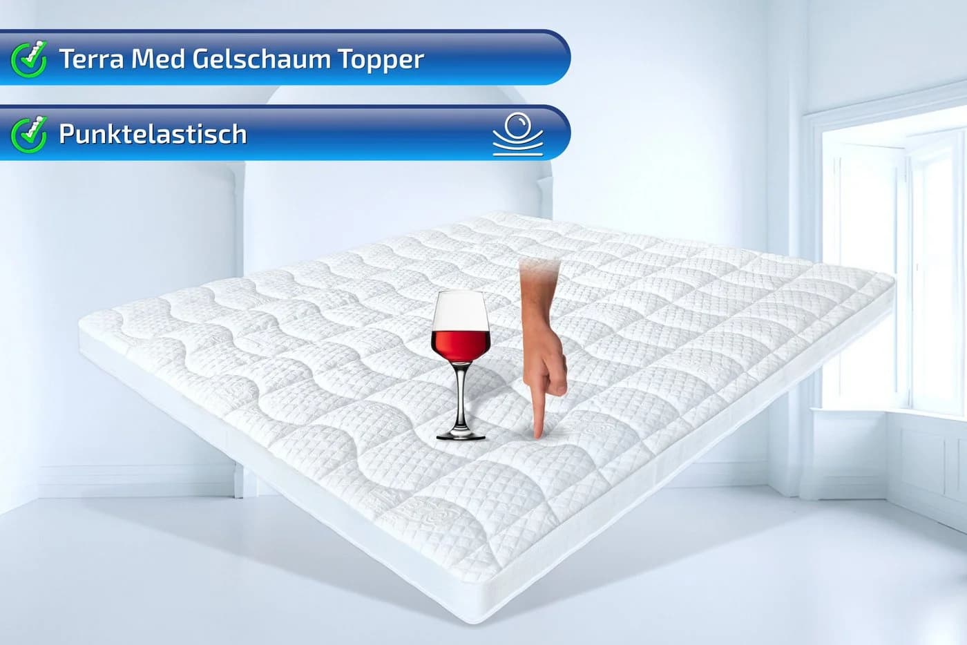 Matratzen Perfekt Gelschaum Topper 8 cm 7 Zonen Weiß - Bild 4
