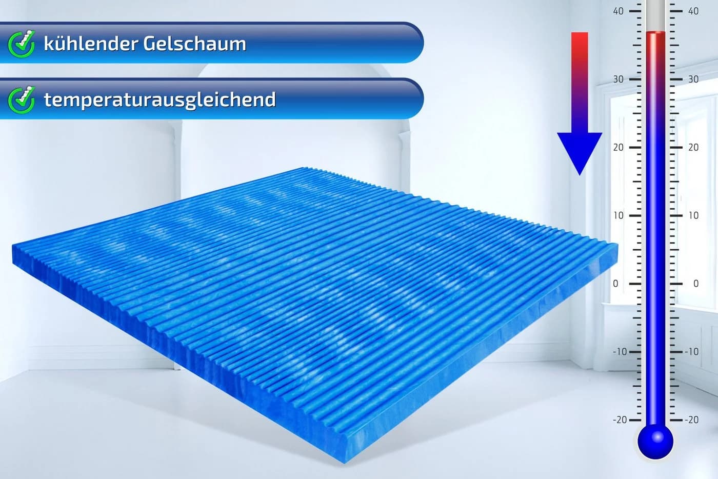 Matratzen Perfekt Gelschaum Topper 8 cm 7 Zonen Weiß - Bild 5