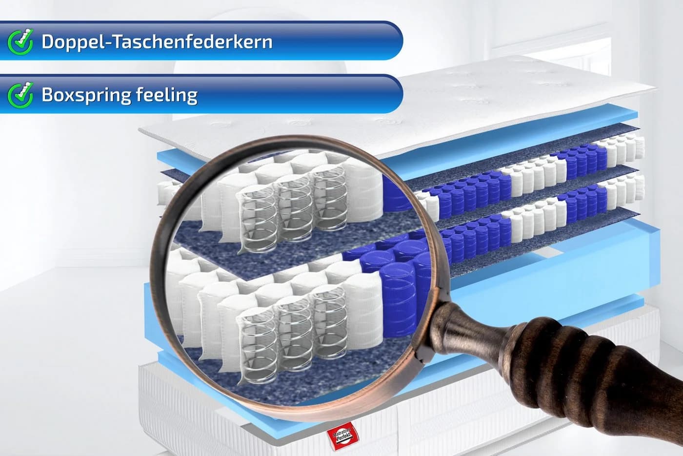 Boxspringmatratze 33cm hoch XXL Doppel Taschenfederkern Matratze TerraMed BOX