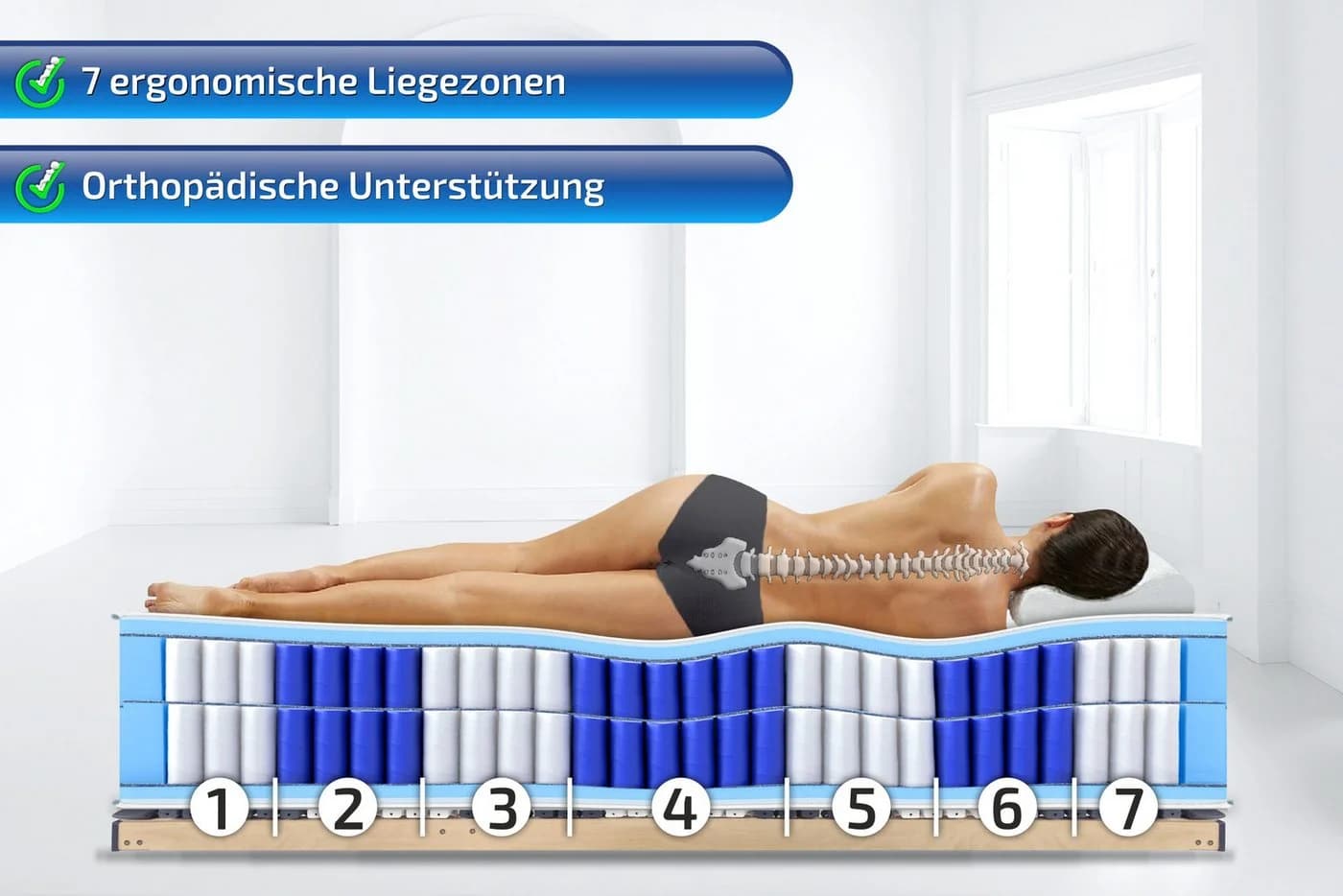 Boxspringmatratze 33cm hoch XXL Doppel Taschenfederkern Matratze TerraMed BOX - Bild 3