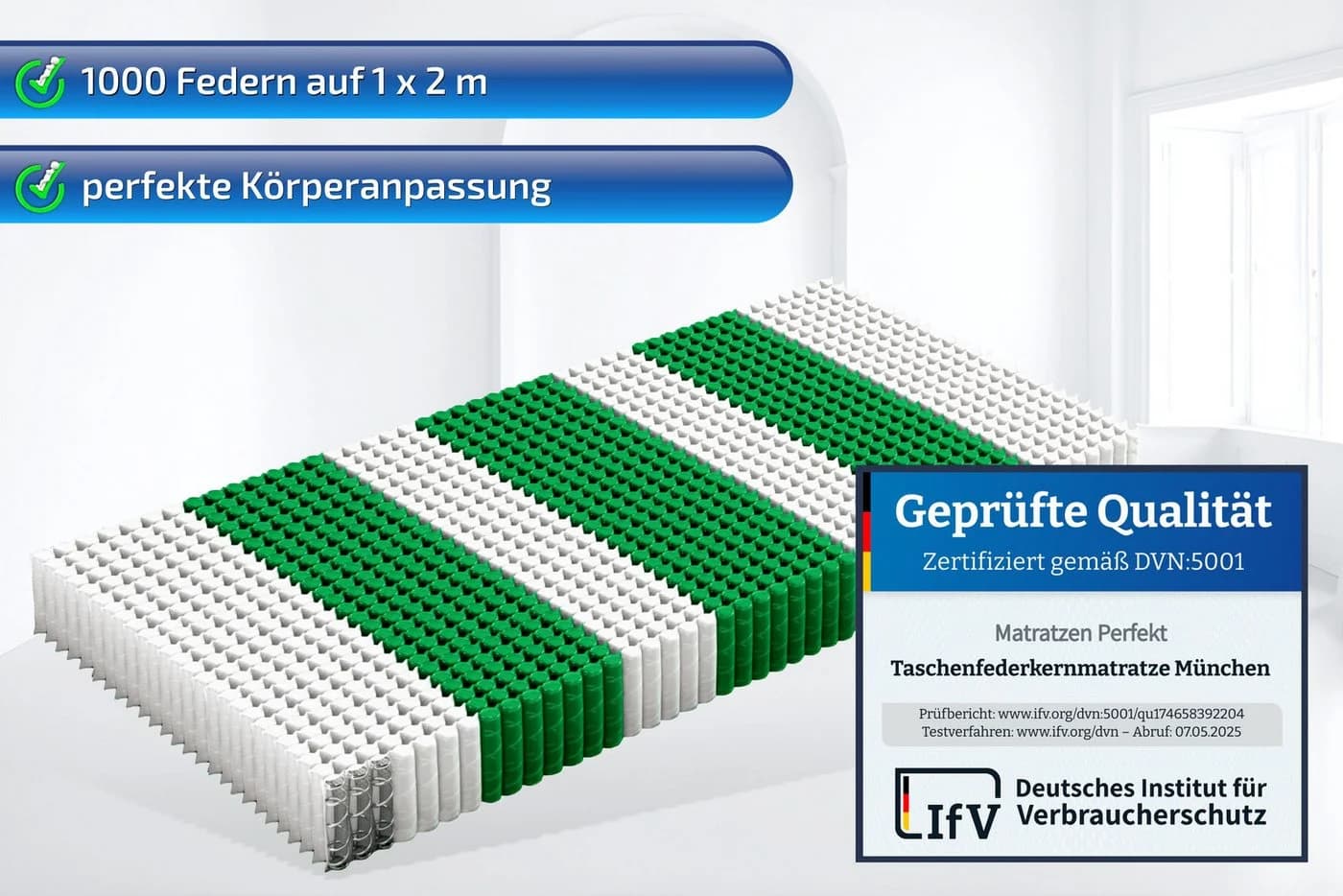 Taschenfederkernmatratze München 1000 Federn 7 Liegezonen Matratzen Perfekt