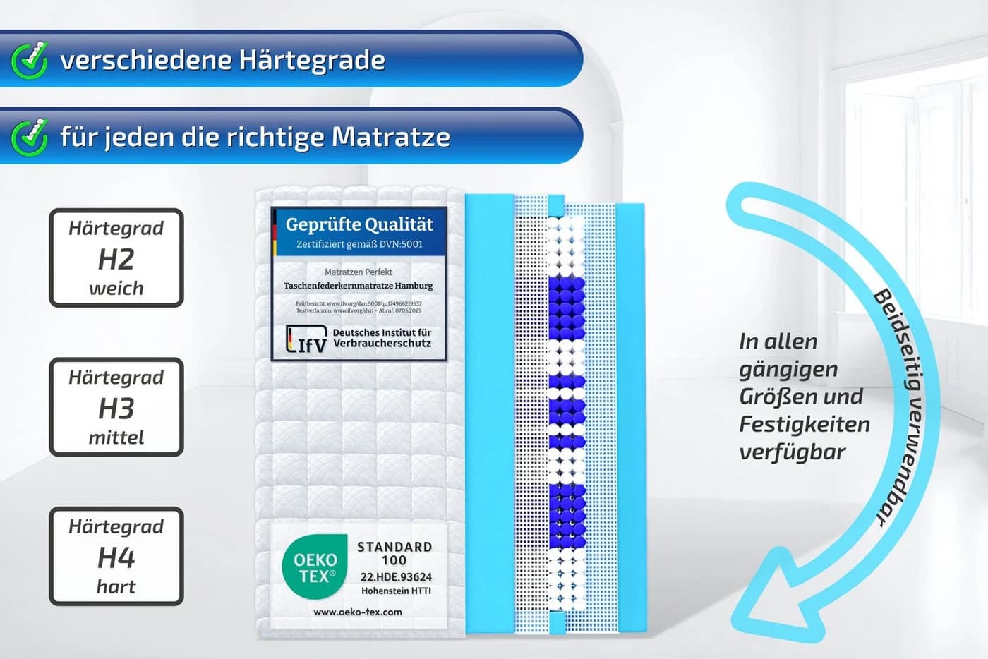 Taschenfederkernmatratze Hamburg 9 Zonen Premiumqualität Matratzen Perfekt - Bild 5