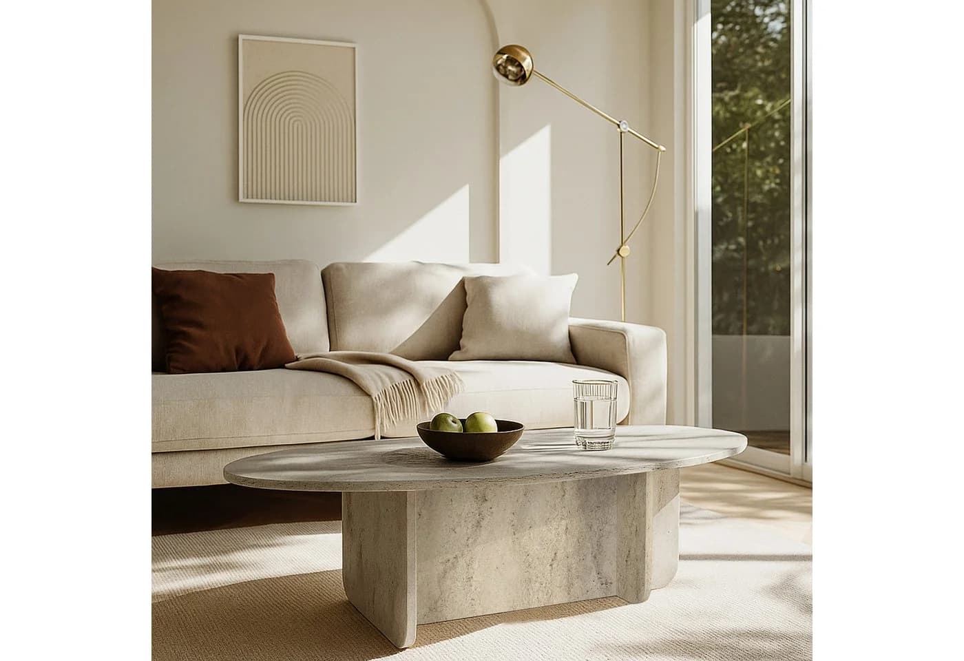 moebel17 Couchtisch Luminous Beige Grau Granitoptik 120x60 cm