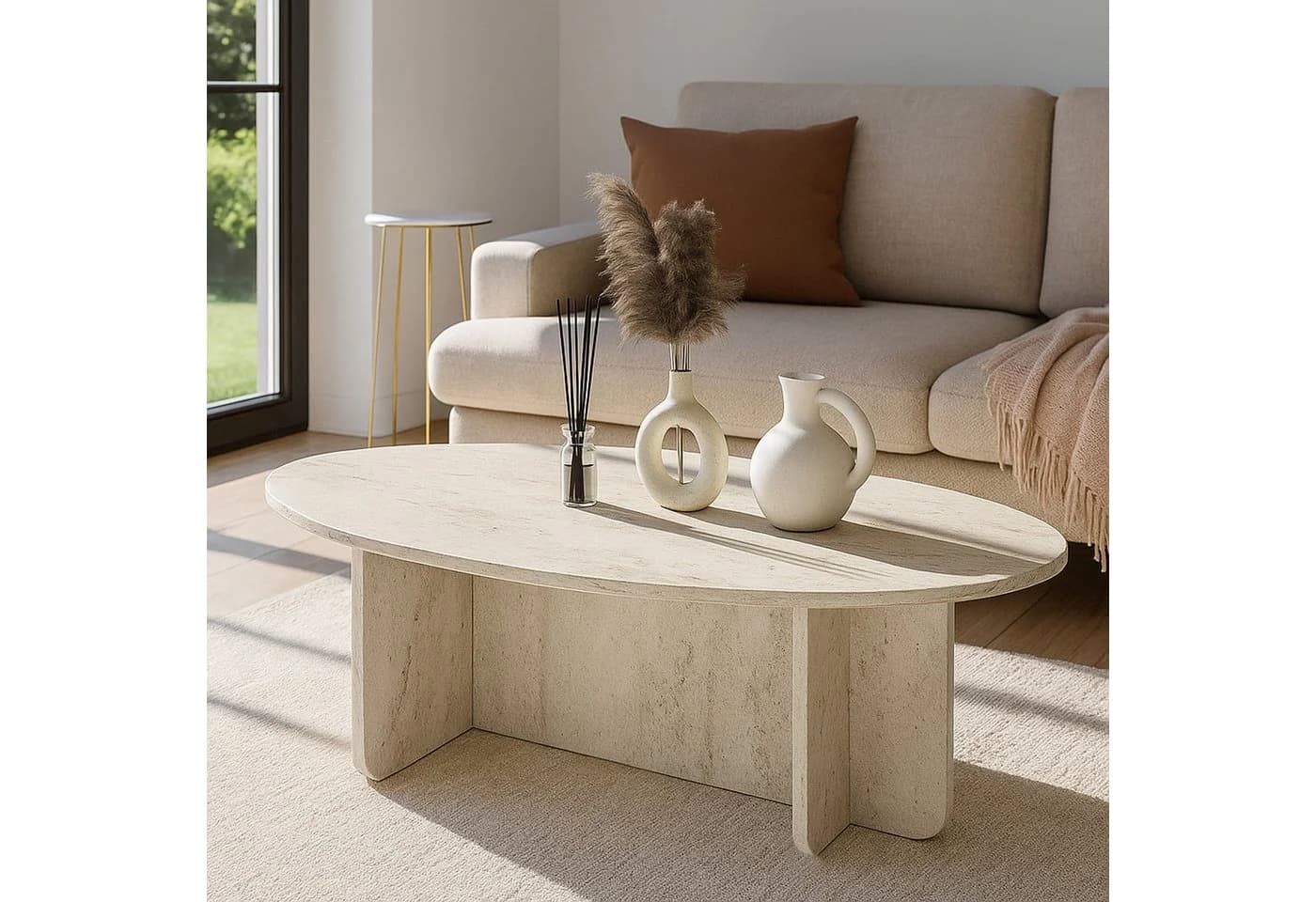 moebel17 Couchtisch Luminous Beige Grau Granitoptik 120x60 cm - Bild 2