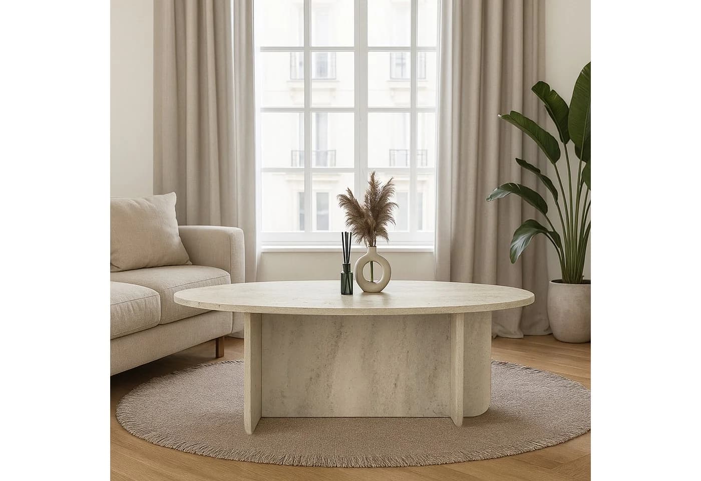 moebel17 Couchtisch Luminous Beige Grau Granitoptik 120x60 cm - Bild 3