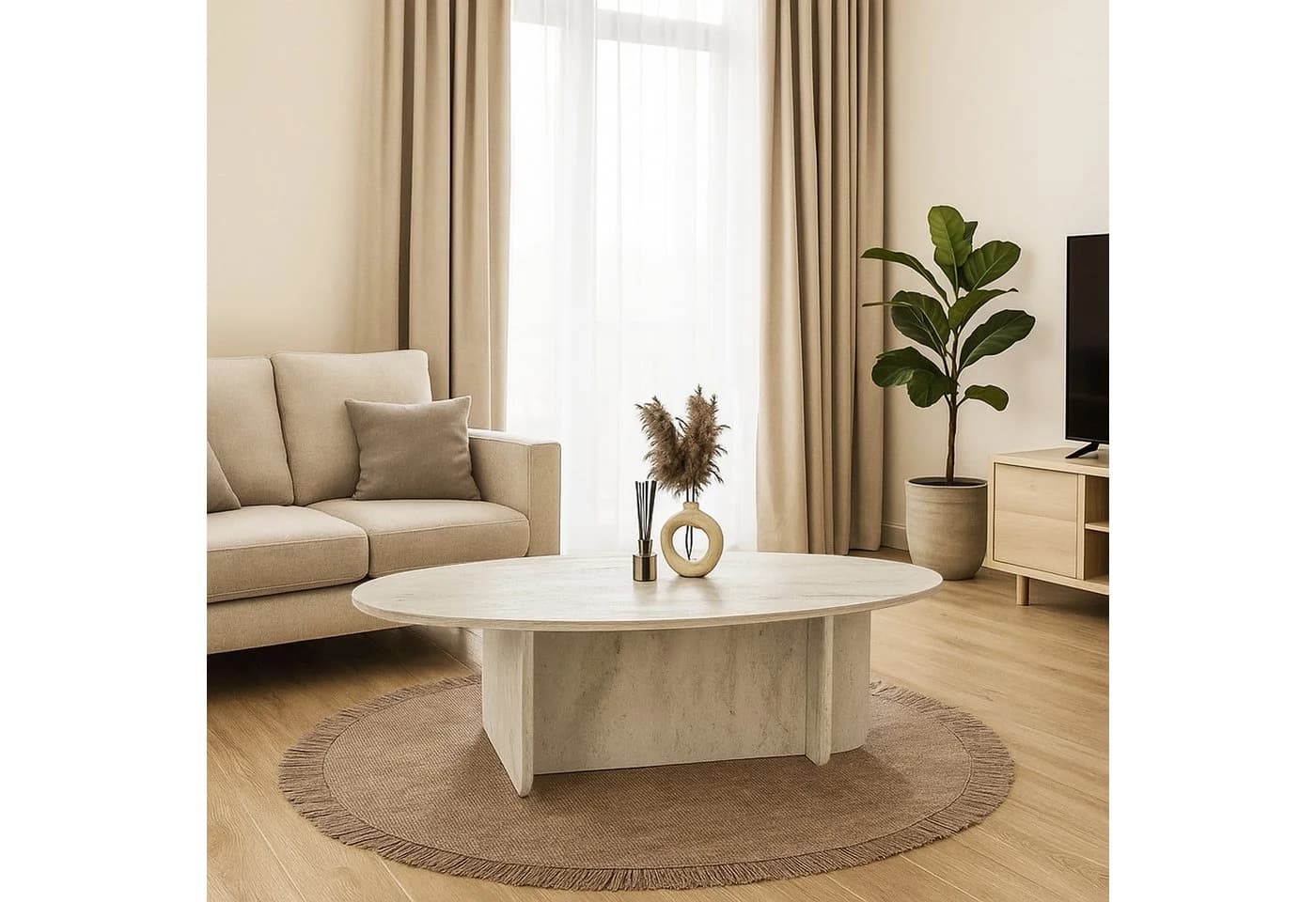 moebel17 Couchtisch Luminous Beige Grau Granitoptik 120x60 cm - Bild 4