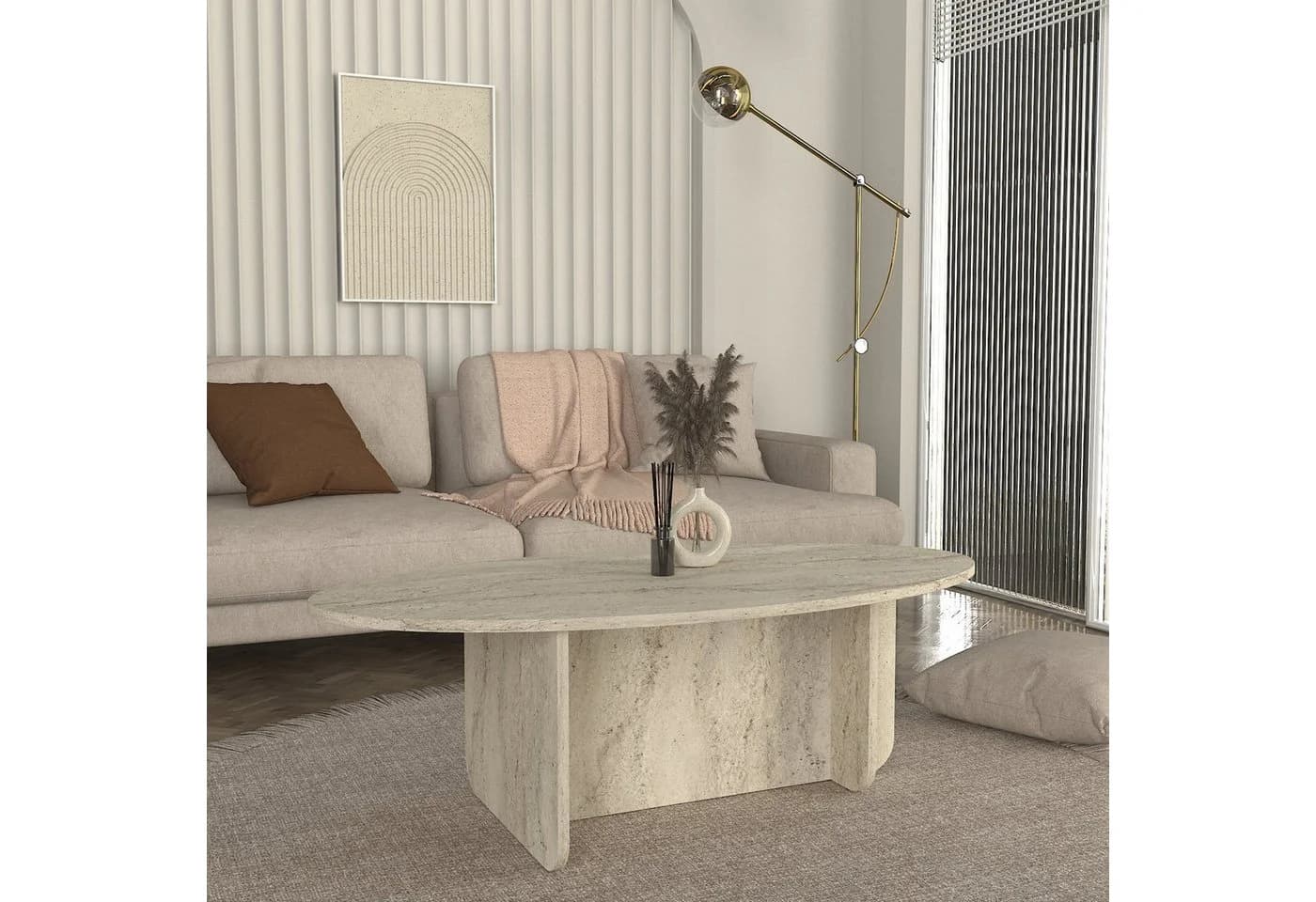 moebel17 Couchtisch Luminous Beige Grau Granitoptik 120x60 cm - Bild 5