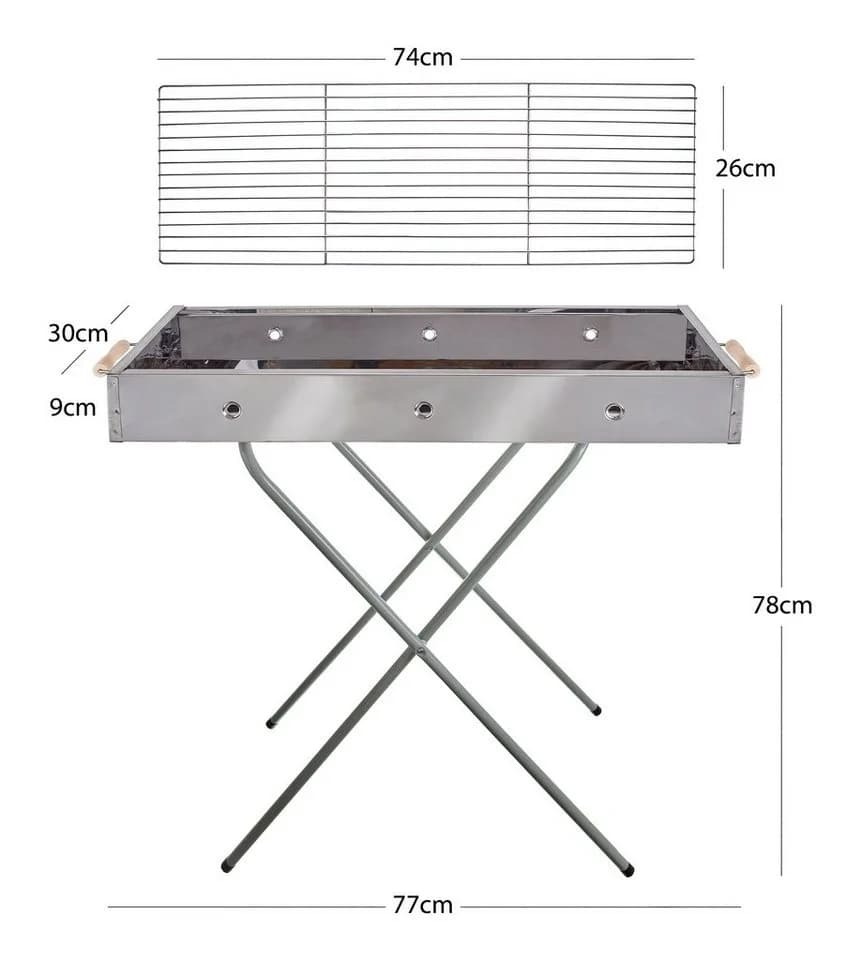 EuroStock Holzkohlegrill Edelstahl Klappbar Silber - Bild 3