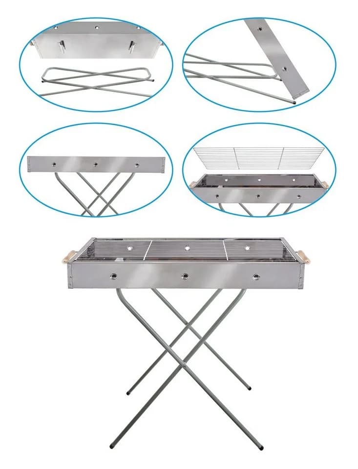 EuroStock Holzkohlegrill Edelstahl Klappbar Silber - Bild 4