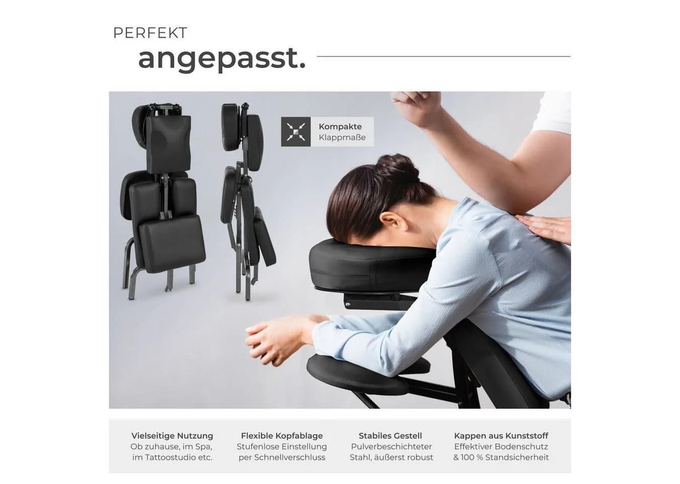 TECTAKE Massagesessel Klappbar Schwarz Mit Tragetasche - Bild 4