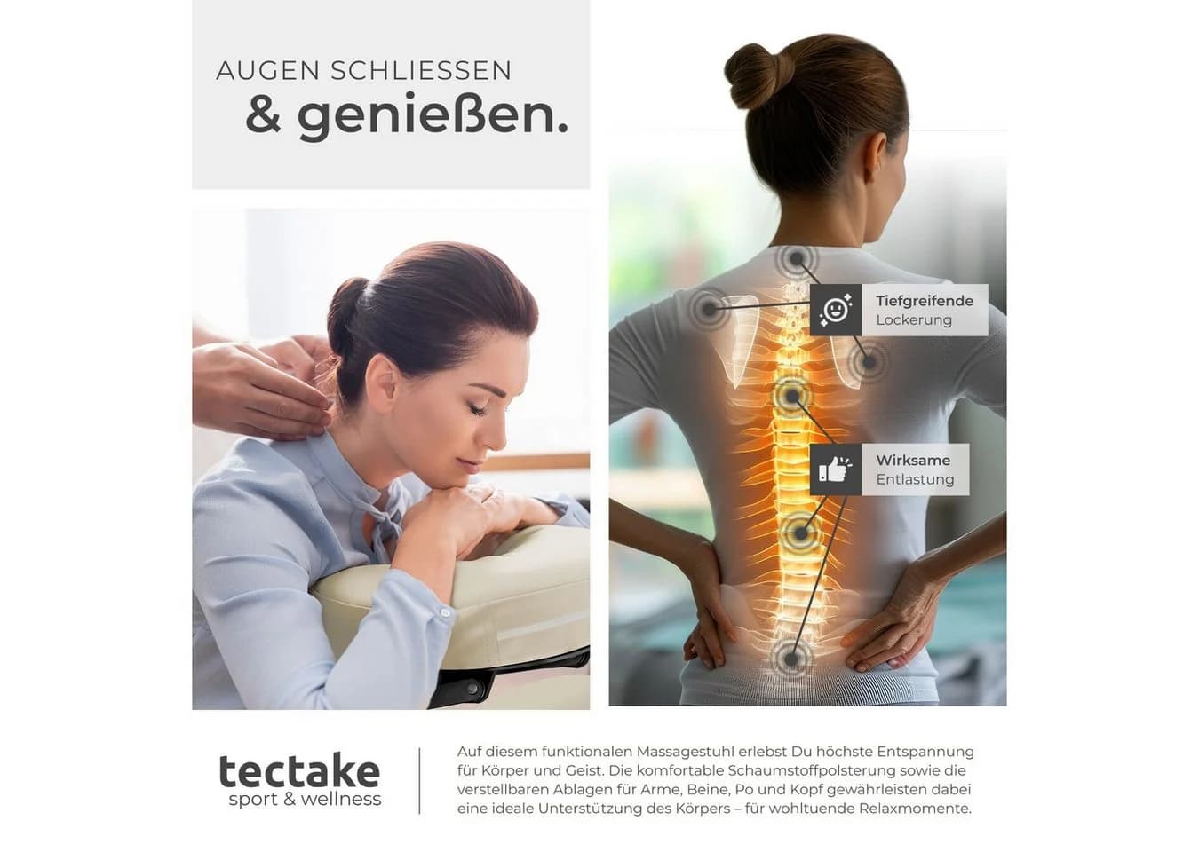 tectake Massagesessel Klappbar Beige Mit Tragetasche - Bild 4