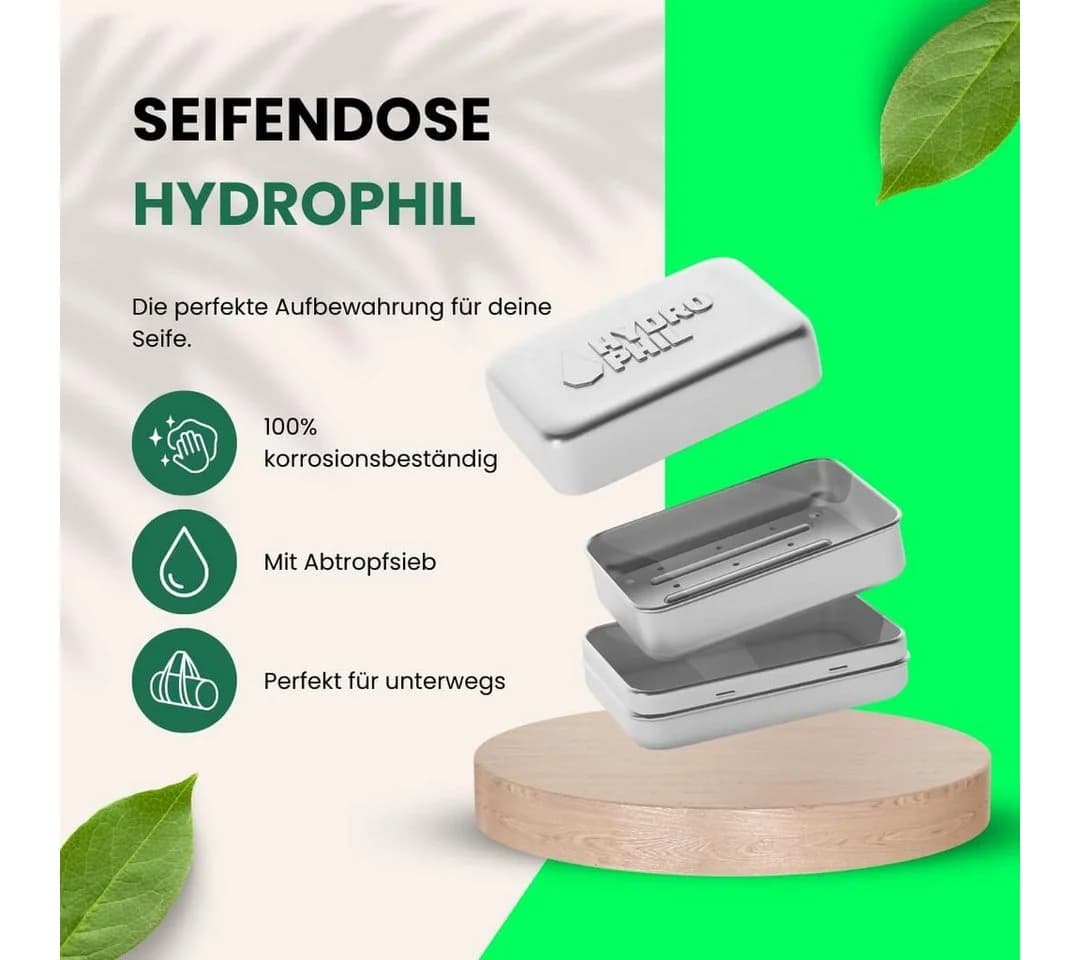 Hydrophil Seifendose Aluminium Silber mit Abtropfgitter - Bild 4
